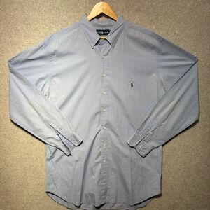 Ralph Lauren Mens 2XLT Tall Classic Fit Blue Button Down Shirt Long Sleeve Pony